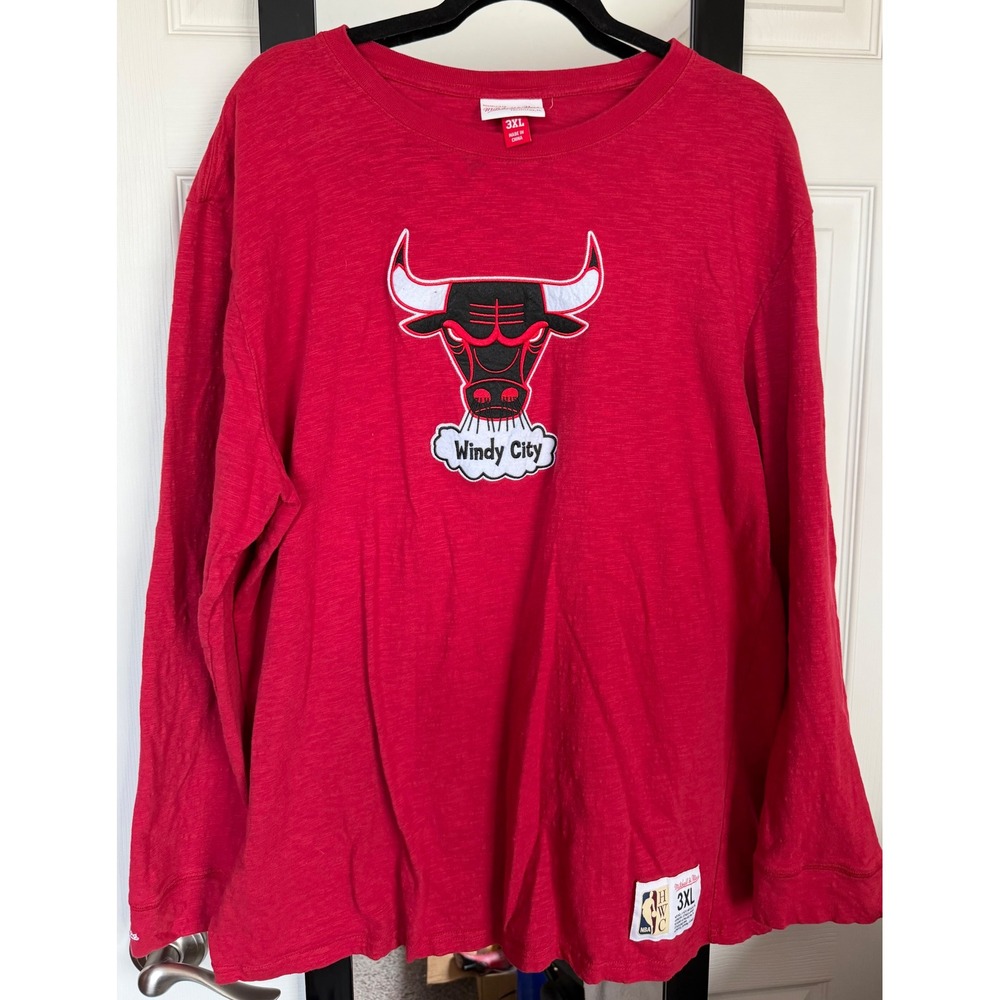 Mitchell & Ness Chicago Bulls Windy City Red Long Sleeve Shirt Mens 3XL NBA HWC